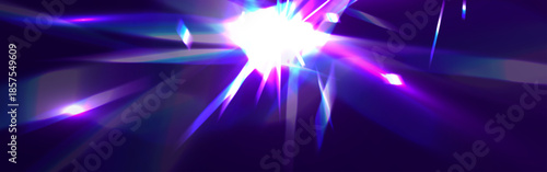 Abstract crystal light shards and neon flares forming dynamic glowing frame on dark background.

