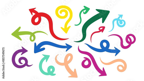 Collection of Colorful and Whimsical Arrows Pointing in Various Directions
