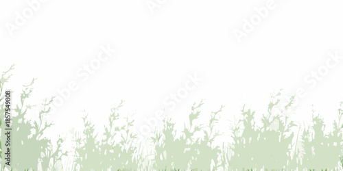 Minimalist greenery scene with a white background and soft brush strokes