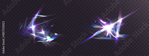 Abstract crystal light shards and neon flares forming dynamic glowing frame on dark background.
