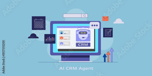 CRM interface with AI agent automates customer communication, scheduling messages, analyzing marketing data and generates real time report.