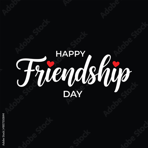Happy Friendship Day Elegant Script Typography on Black Background