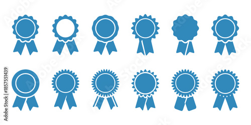 Ribbon Medal and Banner Icons for Award and Achievement Design
