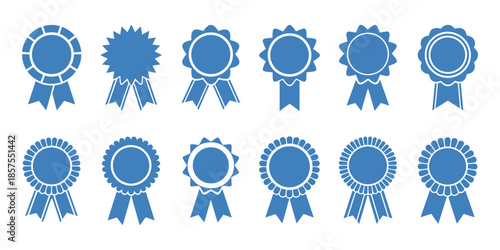 Ribbon and Banner Medal Icons for Achievement and Winner Prize Vector