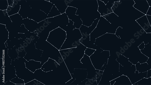 A serene nighttime sky filled with constellations viewed from a dark landscape
