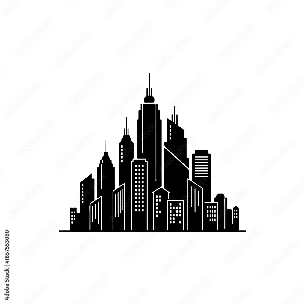 Fototapeta premium Skyline of a modern city isolated on transparent background