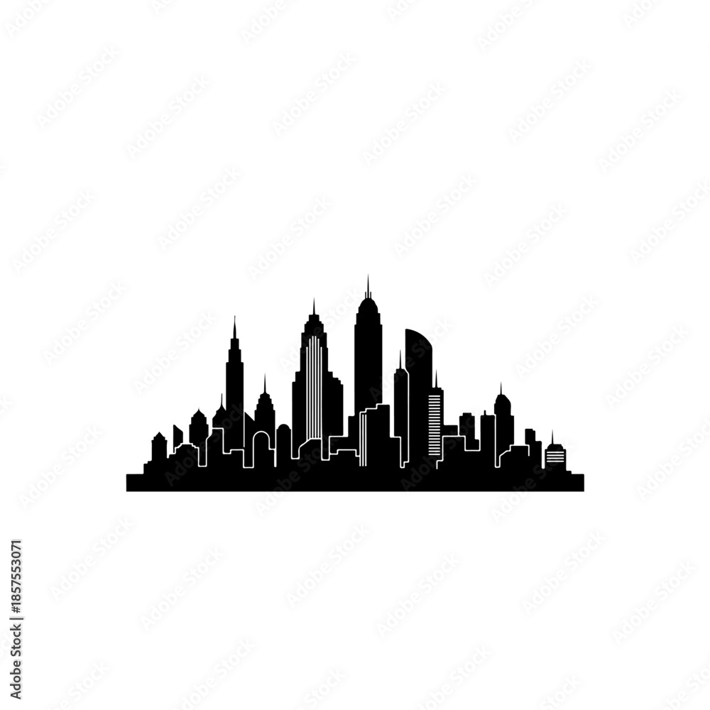 Naklejka premium Skyline silhouette isolated on transparent background