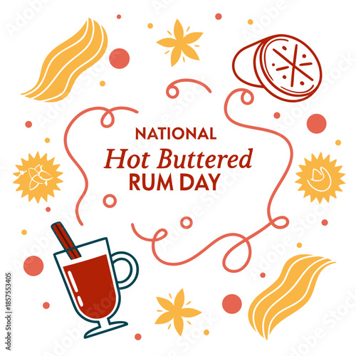 NATIONAL HOT BUTTERED RUM DAY vector illustration 