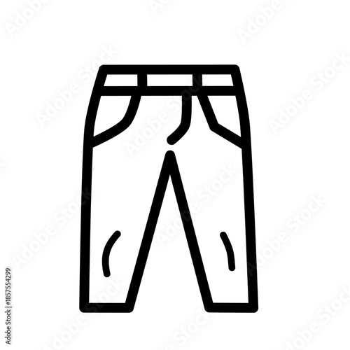 Clothing web line icons. Fashion icons. T-shirt, pants, jacket, dress, shorts, shoes, shirt symbols. Vector illustration. Editable stroke.