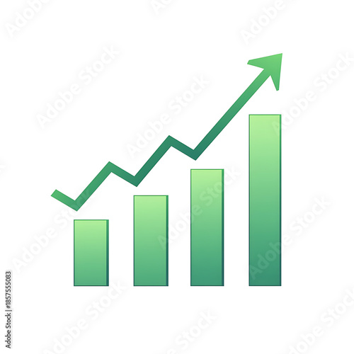 Free Download Modern minimalist green gradient business chart icon: rising line and bar graph combination, symbolizing eco investment, sustainable financial growth and success. - GFXLoad