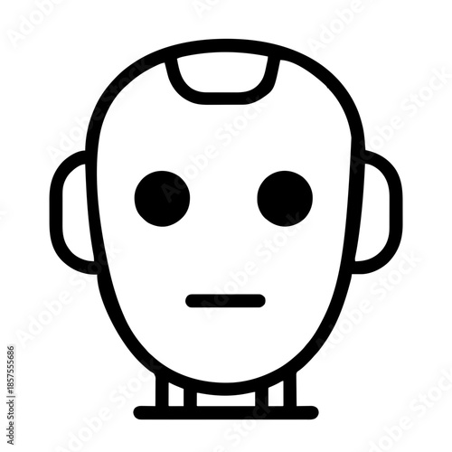 A simple drawing of a robot's head. Vector for laser or similar. AI generated.