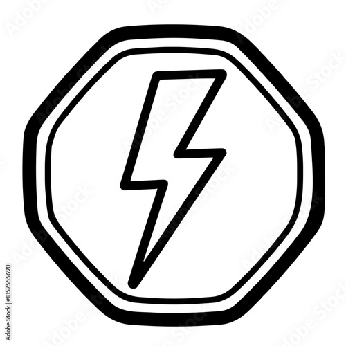 A simple drawing of a lightning sign. Vector for laser or similar. AI generated.