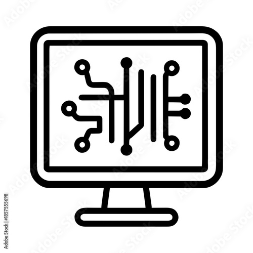 A simple computer network drawing. Vector for lasers or similar devices. AI generated.