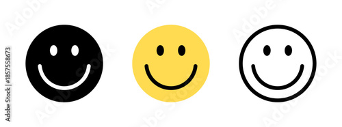 Smile face icon set - Simple emoticon symbols
