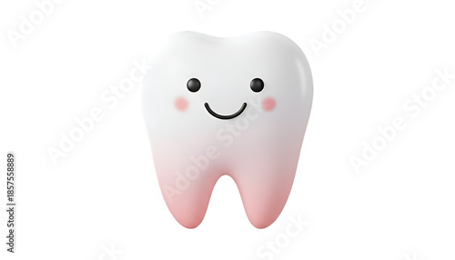 Healthy Happy Tooth Icon - Dental Hygiene & Oral Wellness Symbol on white background