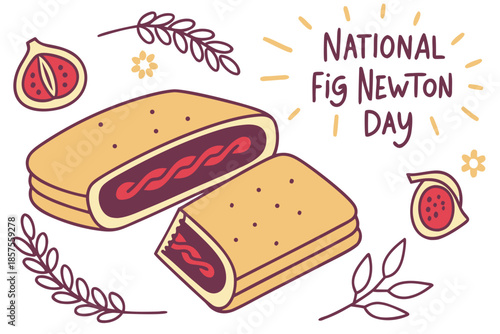 NATIONAL FIG NEWTON DAY vector illustration