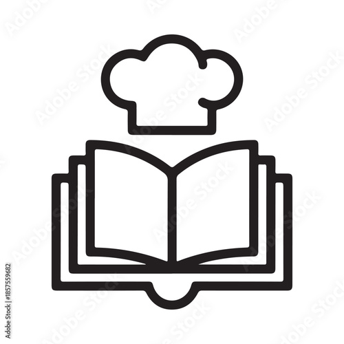 Chef s cookbook an open recipe book with a chef s hat above it