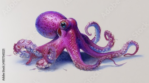 Adorable Octopus Fantasy Art with Vibrant Colors and Detailed Shading