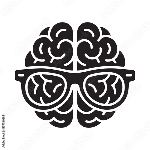 A brain wearing sunglasses a symbol of intelligence and cool thinking