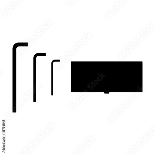 Set of black Allen key wrench silhouette