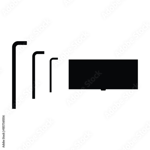 Set of black Allen key wrench silhouette