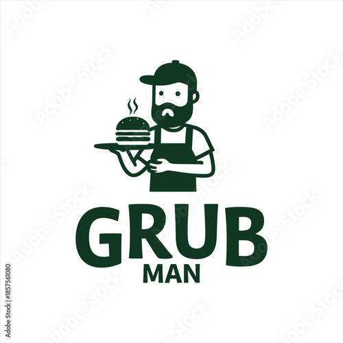Grub Man Burger Mascot Logo