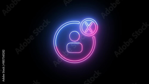 Neon glowing user account disabled icon