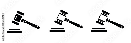 Gavel Icon Vector. Judge Hammer Symbols for Law Justice and Courtroom Authority Graphics