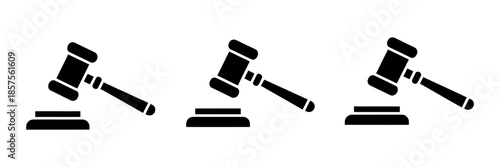 Gavel Icons for Legal Justice Courtroom Authority Vector Illustration