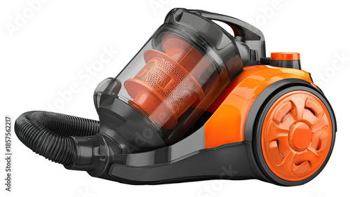 Modern bagless vacuum cleaner powerful suction compact household appliance floor cleaning equipment studio isolated on white background