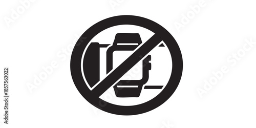 No wrist smart watch solid icon, prohibition concept, wearable electronics is banned sign on white background, glyph style for mobile web design. Vector graphics.