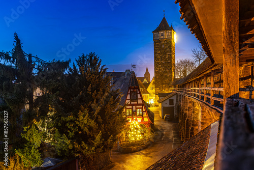 Rothenburg gate tower at night