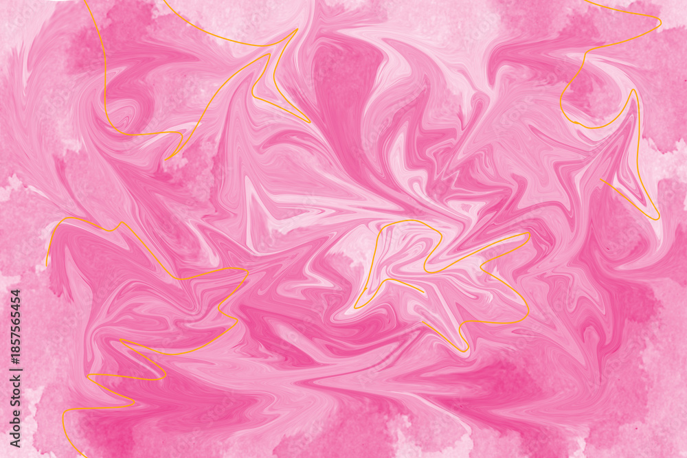 Obraz premium Pink Watercolor Abstract Texture with Soft Gold Accents on Transparent Background