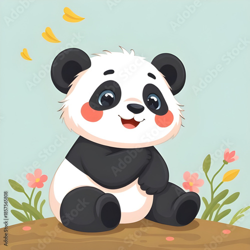 panda mascot character, cartoon panda series, panda animated style, panda mobile game character, panda adventure hero, panda friendly protagonist, panda npc character, cute animal character design, pa