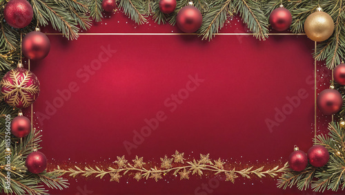 Red Gold Ornament Pine Frame