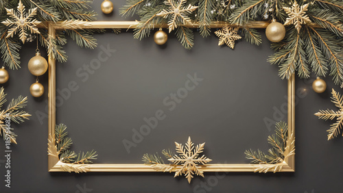 Gold Sparkling Pine Ornament Frame