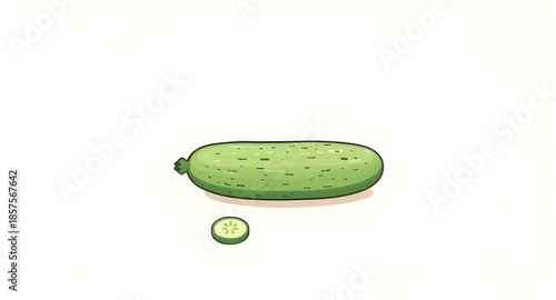 cucumber, veggie, vegetable, green, freshfood, illustration, art, drawing, graphic, organic, natural, plant, botanical, farm, garden, harvest, produce, raw, slice, whole, salad, diet, nutrition, vegan