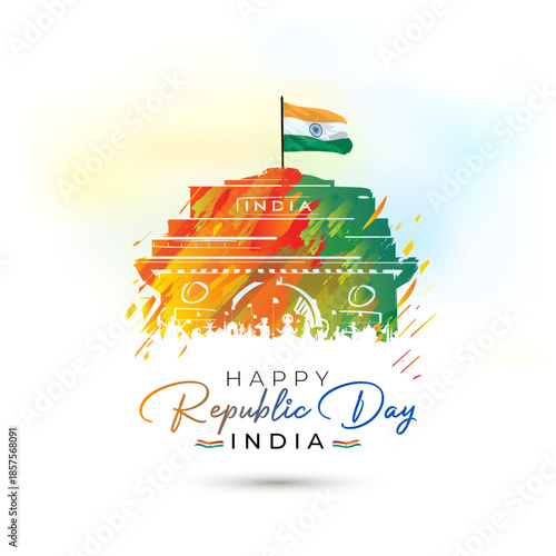 Patriotic Freedom Parade at India Gate for a Happy Republic Day of India Greeting Card Background.