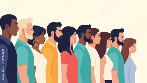 Diverse group of people standing together, representing unity and community.