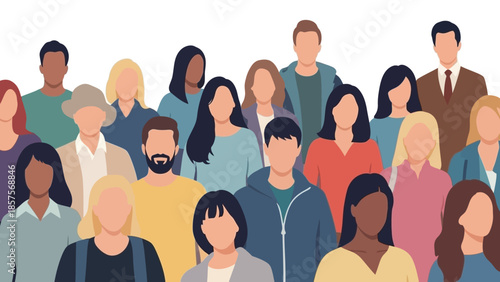 Diverse Group of People Standing Together Representing Community and Society.