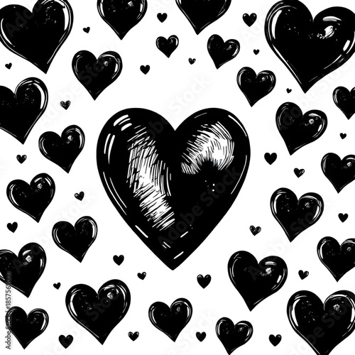 seamless background with black hearts, seamless black heart pattern, repeating black hearts wallpaper, cute black hearts digital paper, gothic heart seamless backdrop, black heart repeat texture, roma