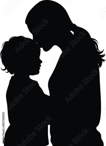 Silhouette of a mother and child sharing a tender moment