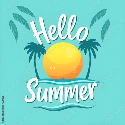 hello summer party vector, summer party invitation card, tropical party invitation vector, summer birthday invite illustration, summer brunch party card vector, summer poolside party illustration, sum