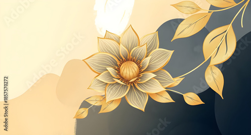 abstract gold leaf patterned background, gilded fractal paint surface, luxury golden mosaic texture, modern art deco foil painting, stylish metallic pattern backdrop, shimmering gilded geometry, golde