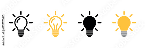 Light Bulb Vector. Creative Idea and Inspiration Concept Symbols for Thinking and Innovation