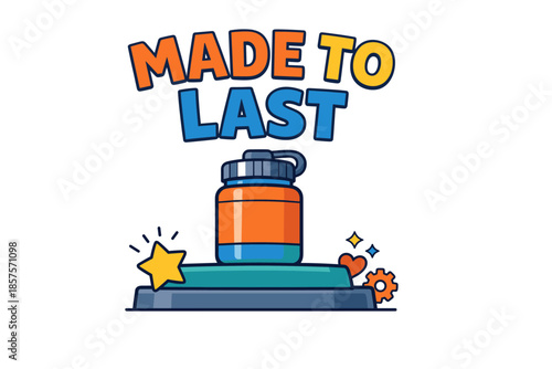 Durable product design with stars and symbols in bold colors