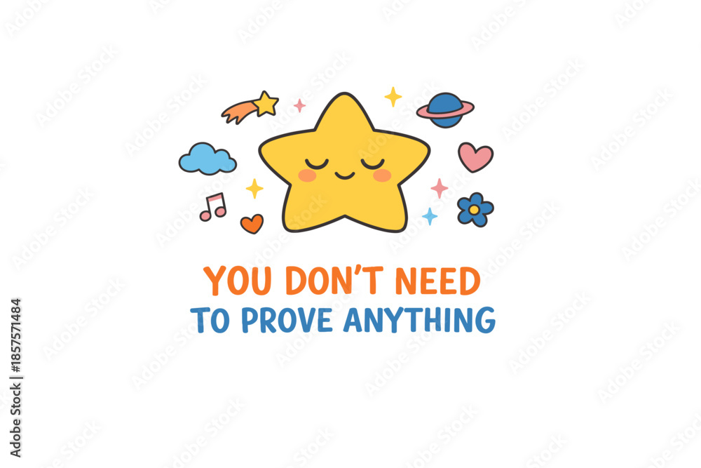 Fototapeta premium Uplifting star with inspirational message and cute elements