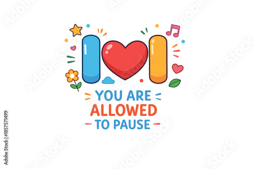 Colorful wellness message with heart icon and motivational quote