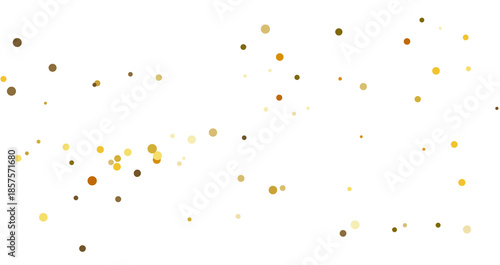 gold glitter round particles confetti. Luxury sparkling glitter dust falling isolated on transparent background. Falling magic glitter confetti, golden dust
