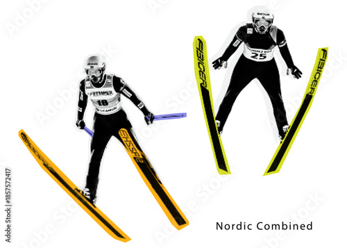 Nordic Combined halftone. vector illustration